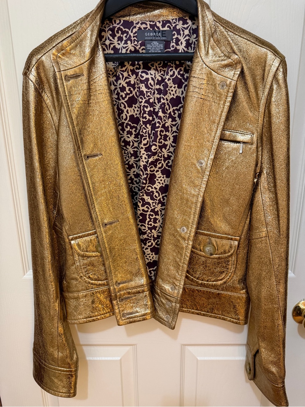 George Metallic Gold Leather Jacket